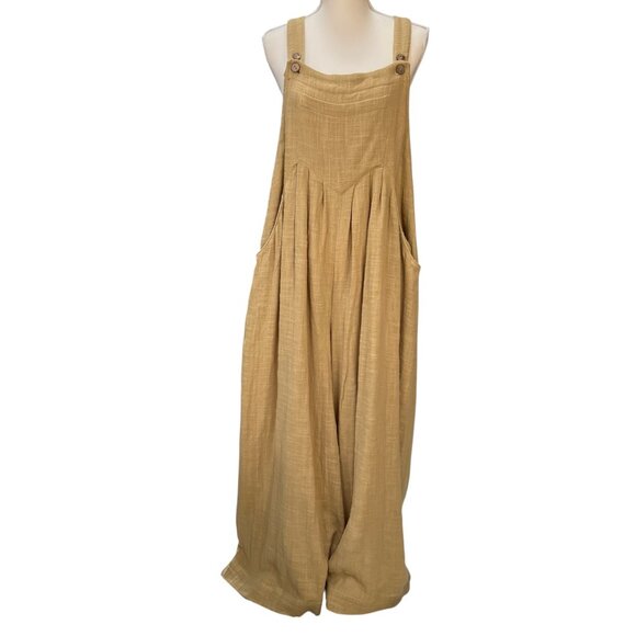 Free People NWT Sundrenched Wide Leg Oversized Wide Leg Overall in Antelope Sz L - Picture 1 of 9